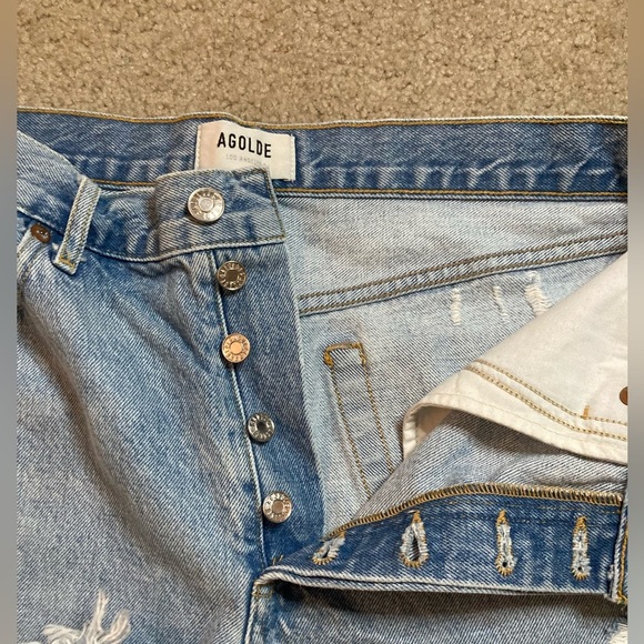Agolde Parker Cut Off Denim Short Light Wash Size 29 - Picture 7 of 10